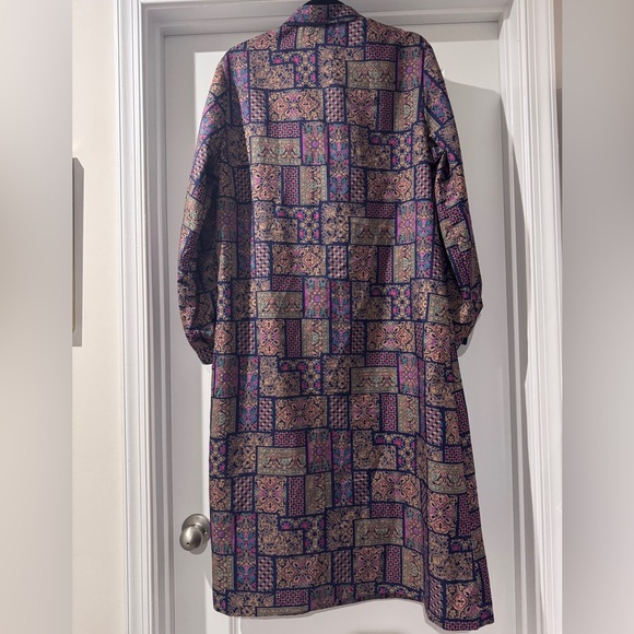 VTG Women’s Checkabery Lightweight Mixed Pattern Long Button Down Retro Dress - Picture 5 of 7